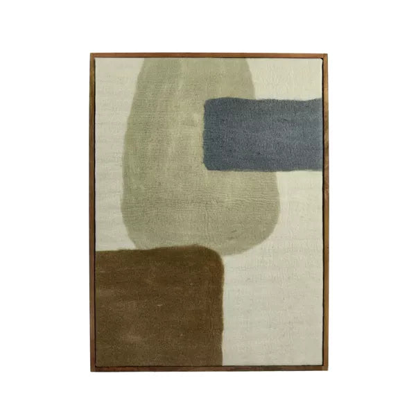 Tableau Wooly - Laine marron bleu vert crème - 76x107 cm - Pomax - Précommande