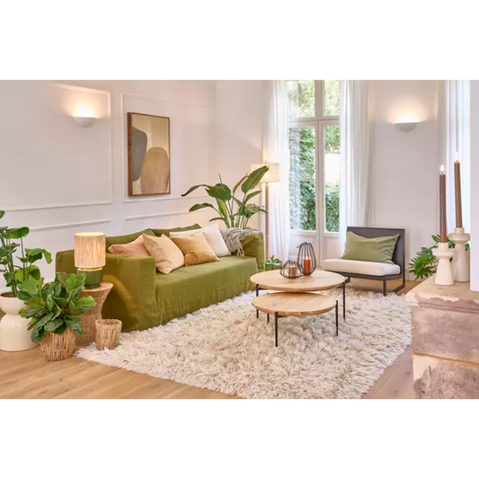 Tableau Wooly - Laine marron bleu vert crème - 76x107 cm - Pomax - Précommande