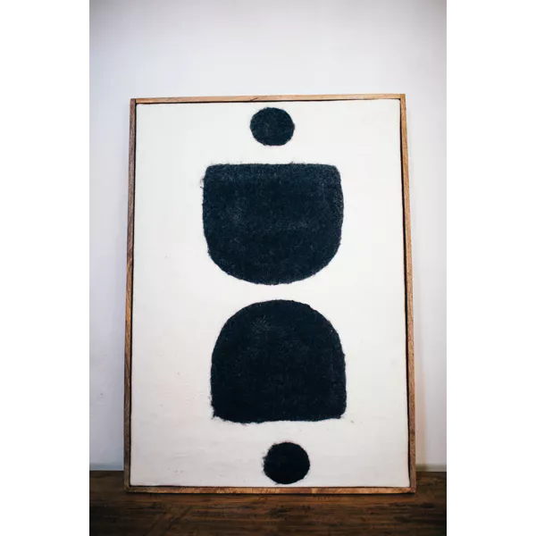Tableau Wooly - Laine noir et blanc - 76x107 cm - Pomax - Précommande