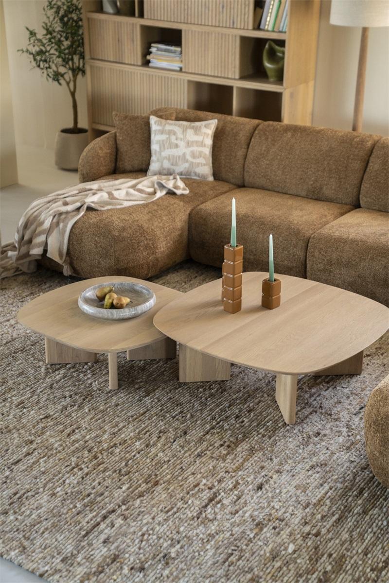 Table basse Galet – Chêne naturel – 100 × 100 × 32 cm - Précommande