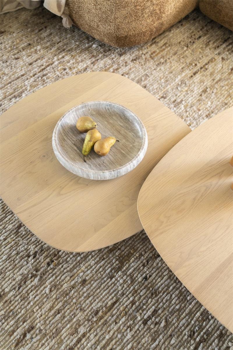 Table basse Galet – Chêne naturel – 100 × 100 × 32 cm - Précommande