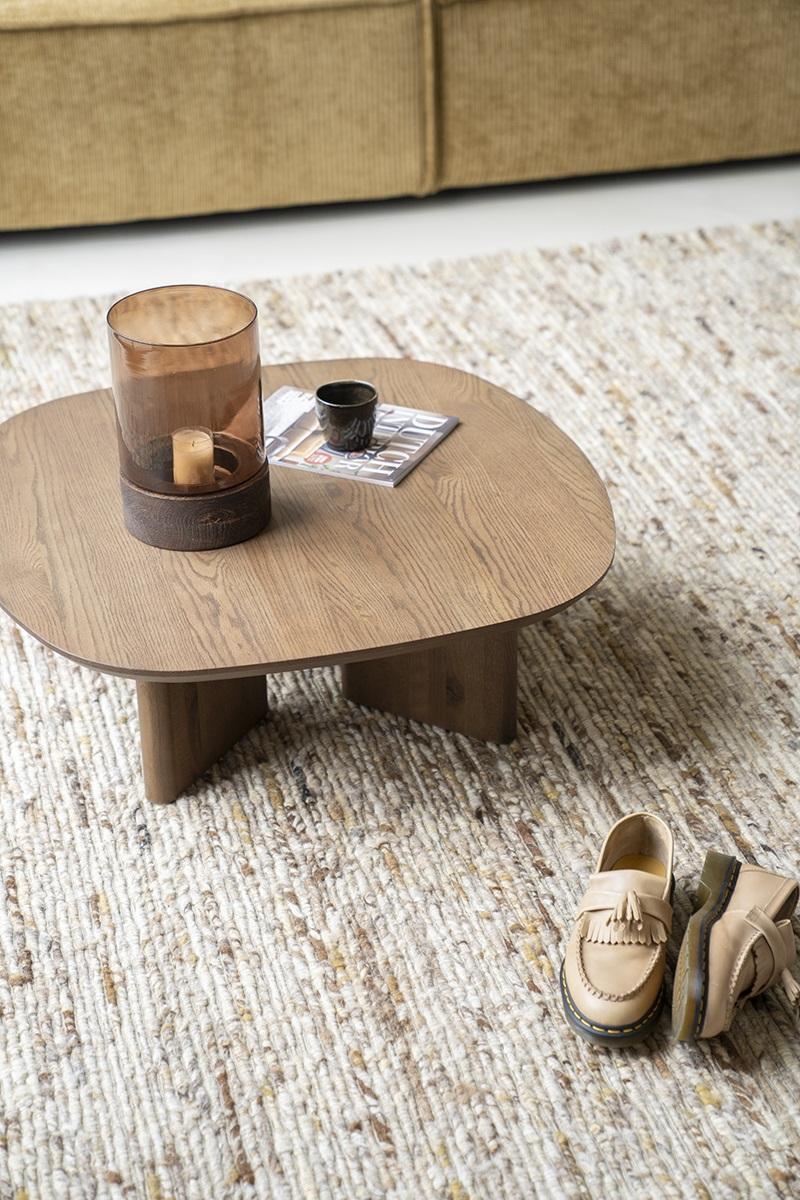Table basse Galet – Chêne noyer – 80 × 80 × 27 cm - Précommande