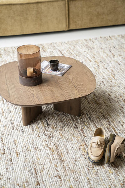 Table basse Galet – Chêne noyer – 80 × 80 × 27 cm - Précommande