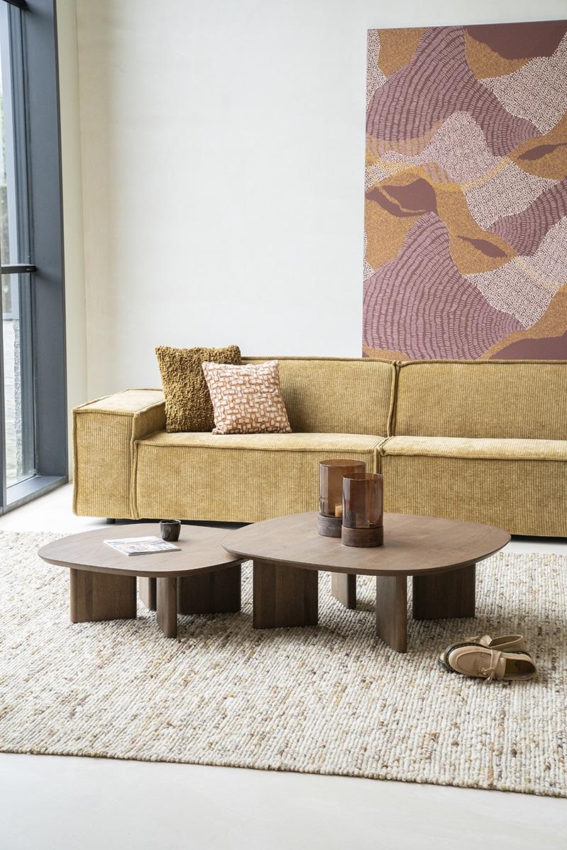 Table basse Galet – Chêne noyer – 100 × 100 × 32 cm - Précommande