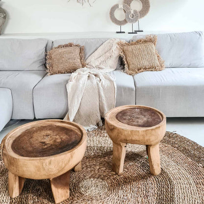 Table basse Kuta S – Bois de suar – Ø 35 × H 35 cm