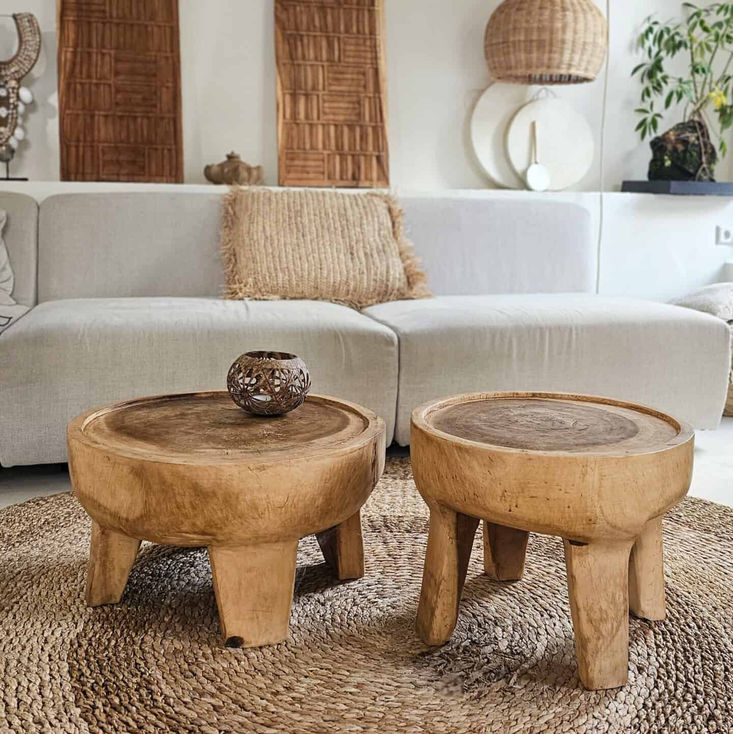 Table basse Kuta S – Bois de suar – Ø 35 × H 35 cm