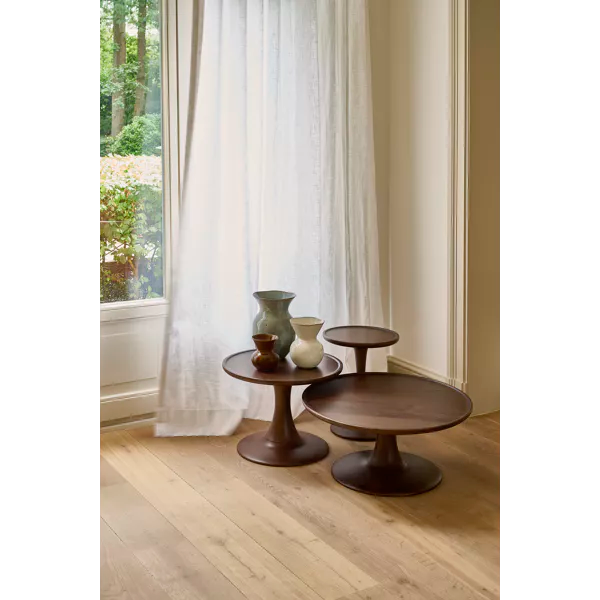 Table basse Seraph - Bois de frêne brun foncé - Ø60x30cm - Pomax - Précommande