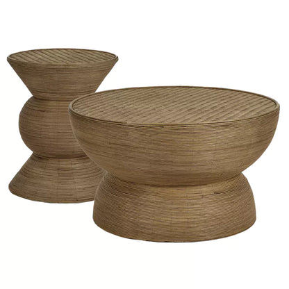 Table basse Tambou - Rotin et bambou - Ø40x50,5cm - Pomax - Précommande