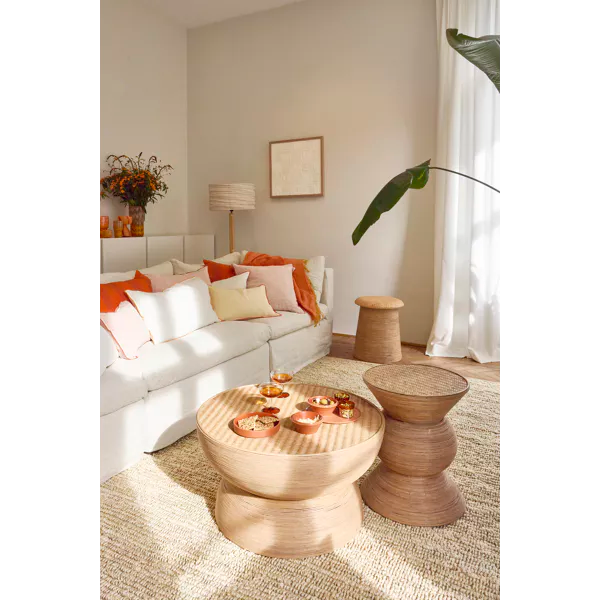 Table basse Tambou - Rotin et bambou - Ø70x40cm - Pomax - Précommande
