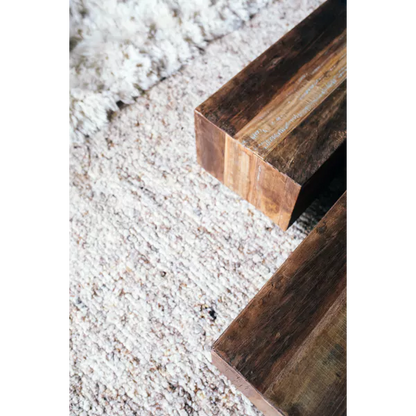 Table basse Temba - bois récupéré brun - 160x35x30,5cm - Pomax