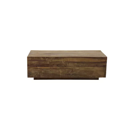 Table basse Temba - bois récupéré brun - 95x35x30 cm - Pomax