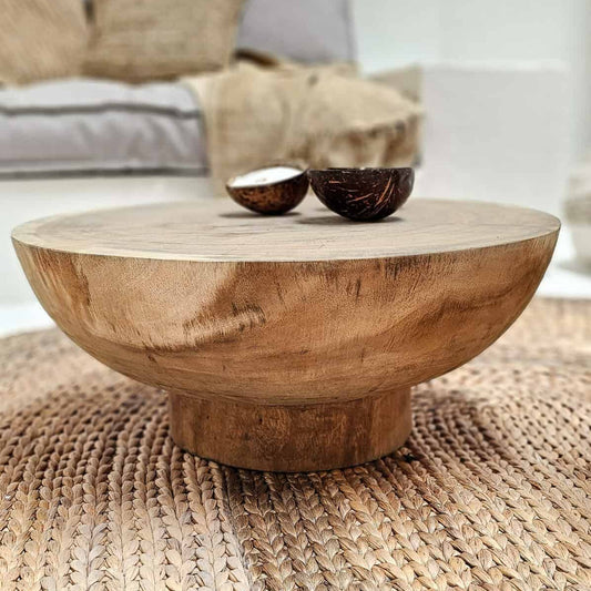 Table basse Lombok M – Bois de suar – Ø 58 × H 24 cm