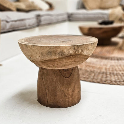 Table basse Lombok S – Bois de suar – Ø 40 × H 32 cm