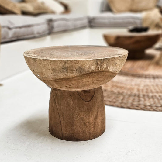Table basse Lombok S – Bois de suar – Ø 40 × H 32 cm