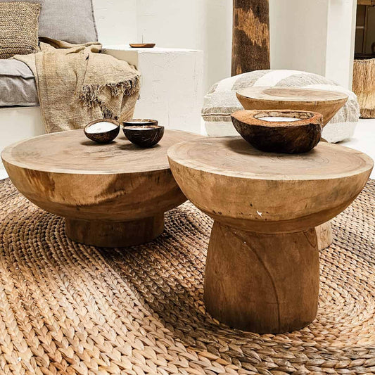 Table basse Lombok S – Bois de suar – Ø 40 × H 32 cm