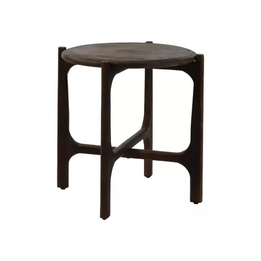 Table d'appoint Cabane - Bois de manguier noyer - Ø45x50cm - Pomax - Précommande