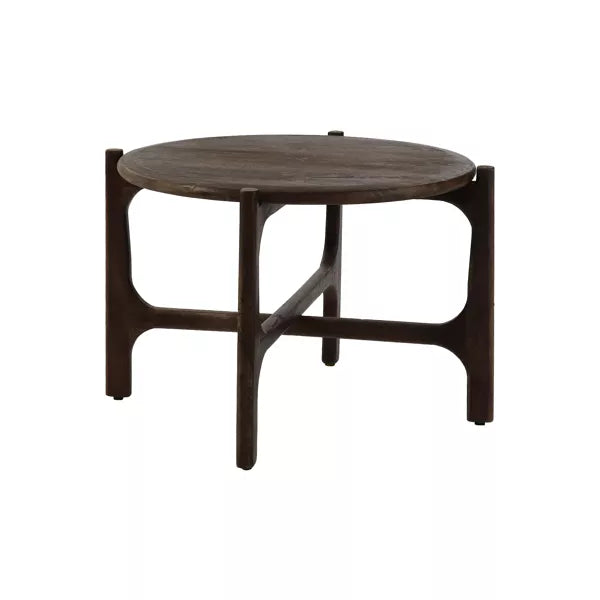 Table d'appoint Cabane - Bois de manguier noyer - Ø55x40cm - Pomax - Précommande