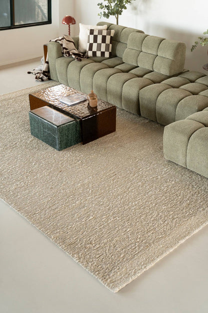 Tapis Sable – Laine et polyester ivoire – 190 × 290 cm