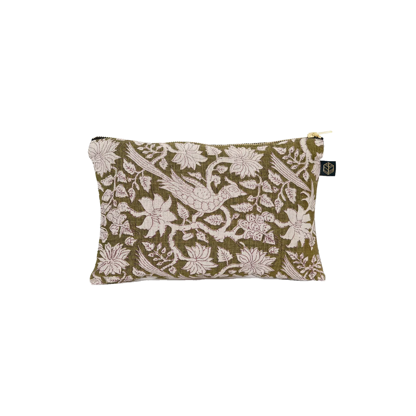Trousse Jaipur – Lin kaki – 19 × 29 cm – Haomy