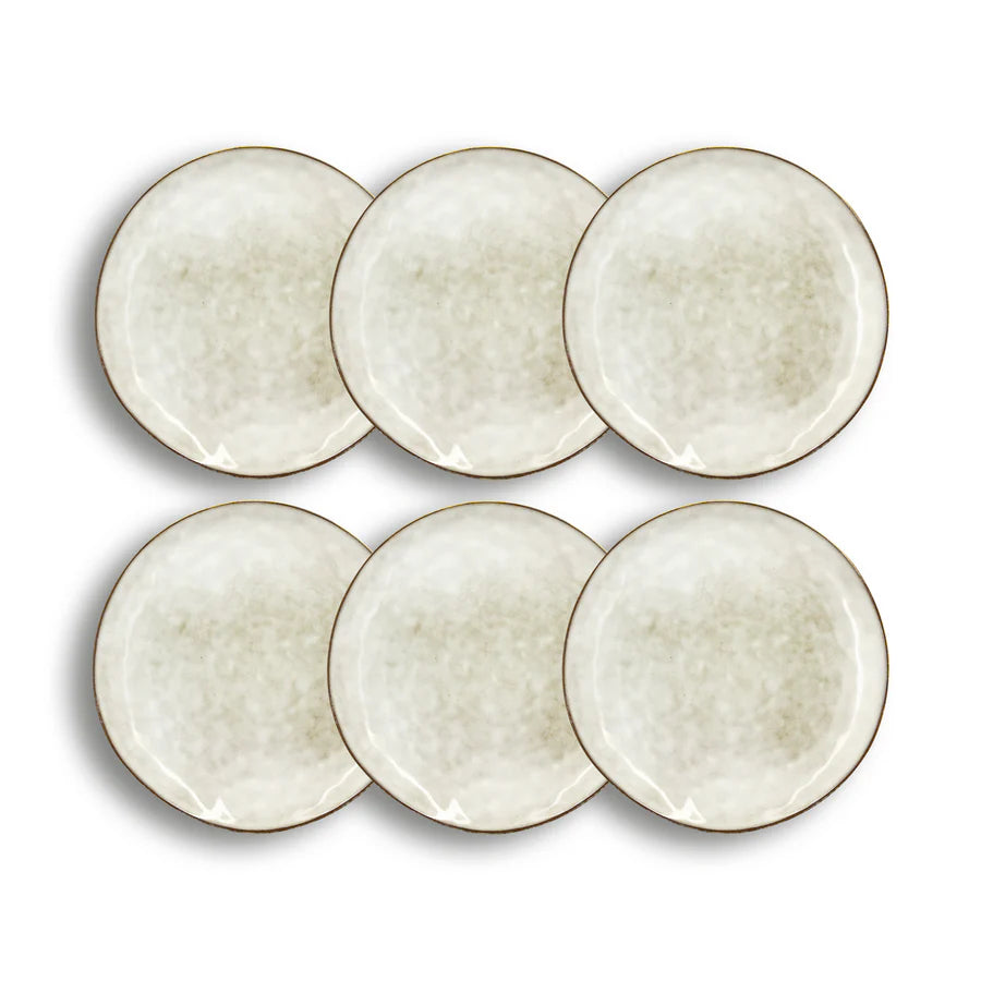 Assiette à dessert Boral 20.5cm en gres beige clair / gris
