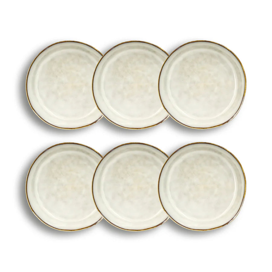 Assiette à dessert Boral 20.5cm en gres beige clair / gris