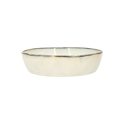 Assiette creuse Boral 20 cm en gres beige clair / gris - lot de 6