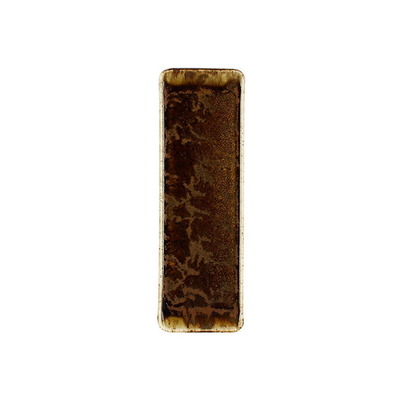 Plat rectangle Saturne 29cm en porcelaine marron