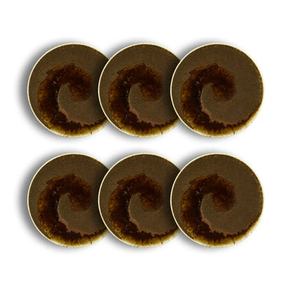 Assiette à dessert Saturne 21 cm en porcelaine marron - lot de 6