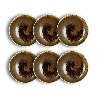 Assiette à dessert Saturne 21 cm en porcelaine marron - lot de 6
