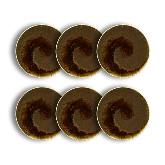 Assiette à dessert Saturne 21 cm en porcelaine marron - lot de 6