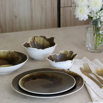 Assiette à dessert Saturne 21 cm en porcelaine marron - lot de 6