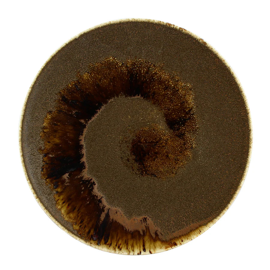 Assiette à dessert Saturne 21 cm en porcelaine marron - lot de 6