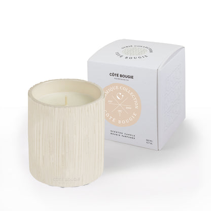 Bougie Striée blanche M - Fleur d'oranger - Côté Bougie