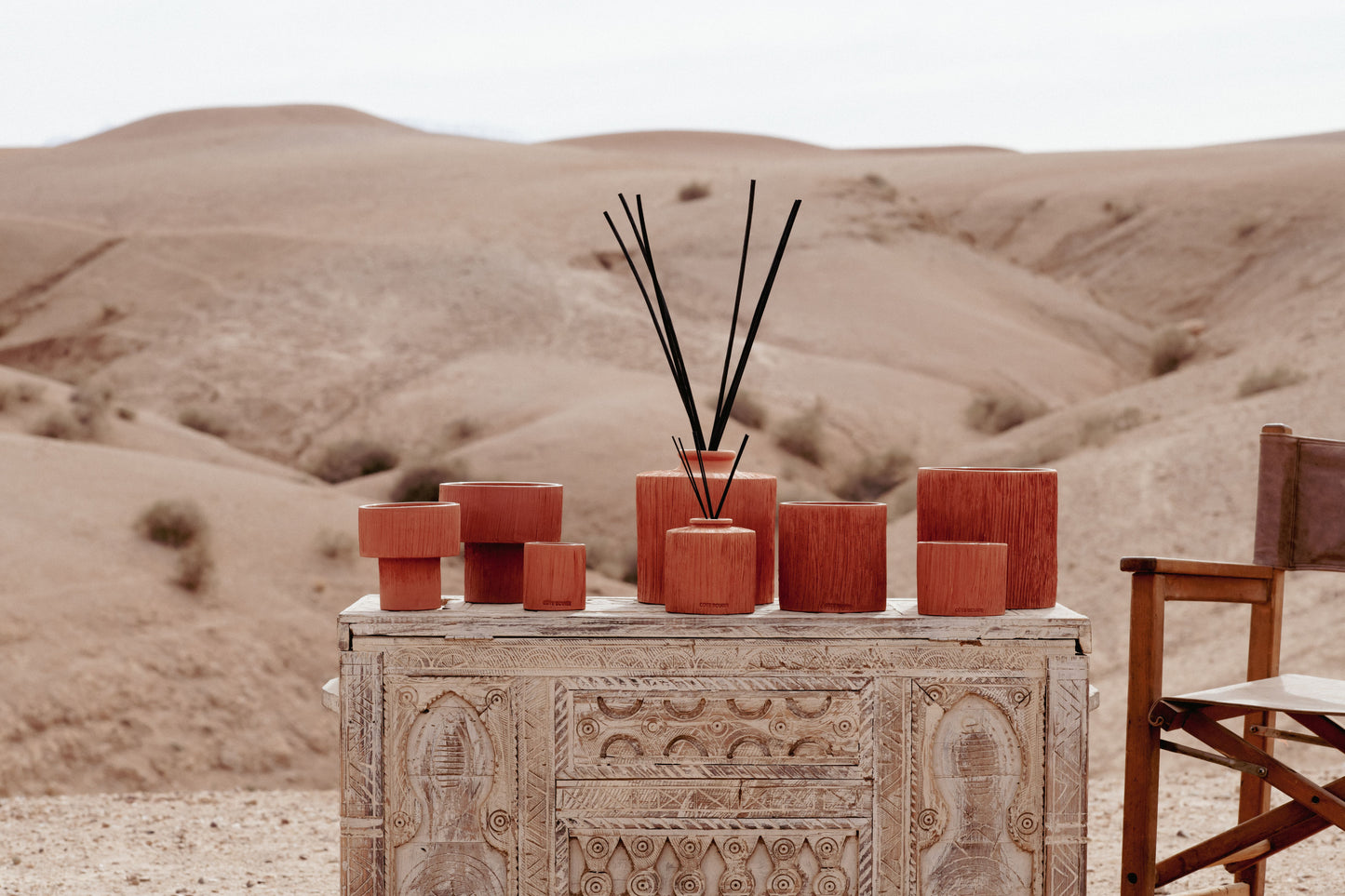 Bougie Striée Terracotta S - Ambre - Côté Bougie