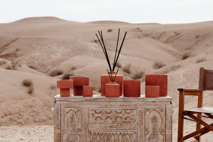 Bougie Striée Terracotta S - Ambre - Côté Bougie