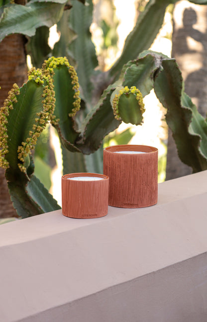 Bougie Striée Terracotta S - Ambre - Côté Bougie