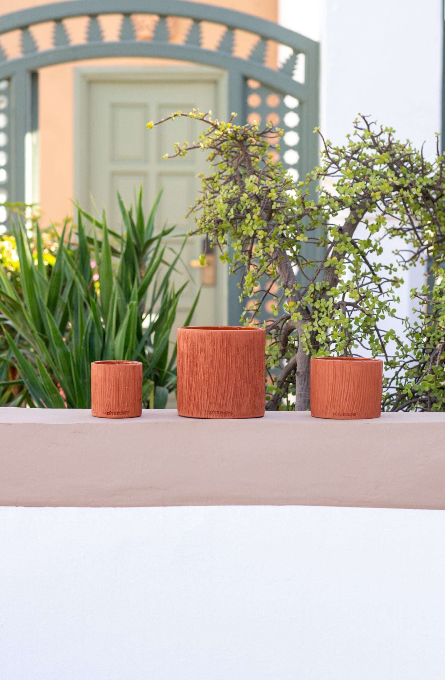 Bougie Striée Terracotta S - Ambre - Côté Bougie